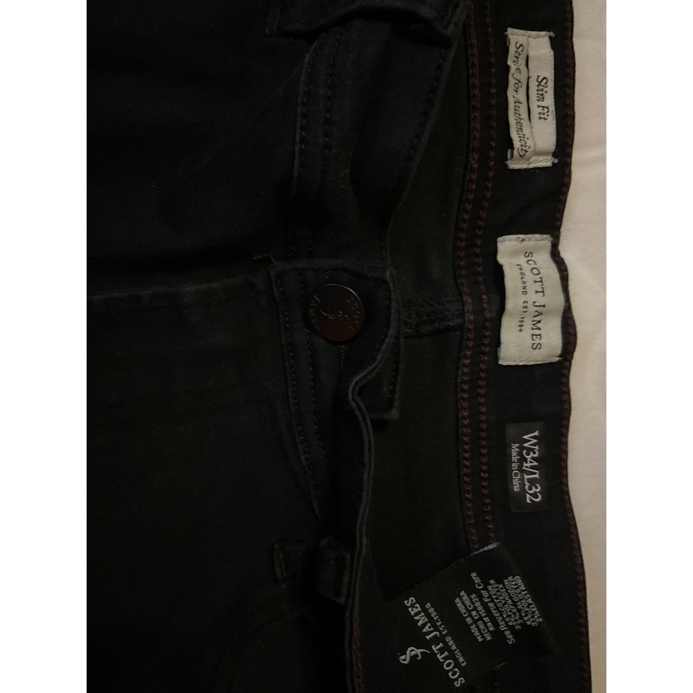 Scott James England Est 1984 Slim Fit Black Jeans Mens W34 L32 Stretch Denim